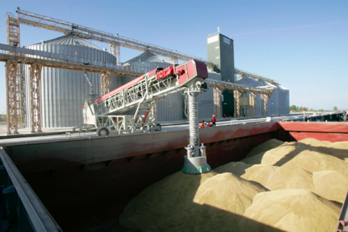 Grain loading is taking place at the two ports,