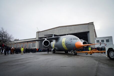 Antonov demonstrated the next generation of its military transport aircraft, An-178-100R