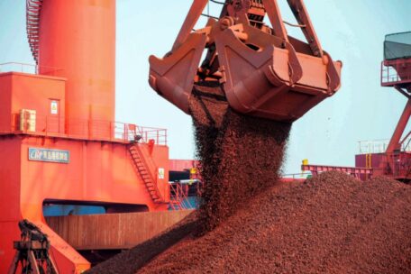 Earnings from iron ore export fell by 45%.