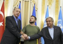 Zelenskyy has met with the UN chief and the Turkish President in Lviv.