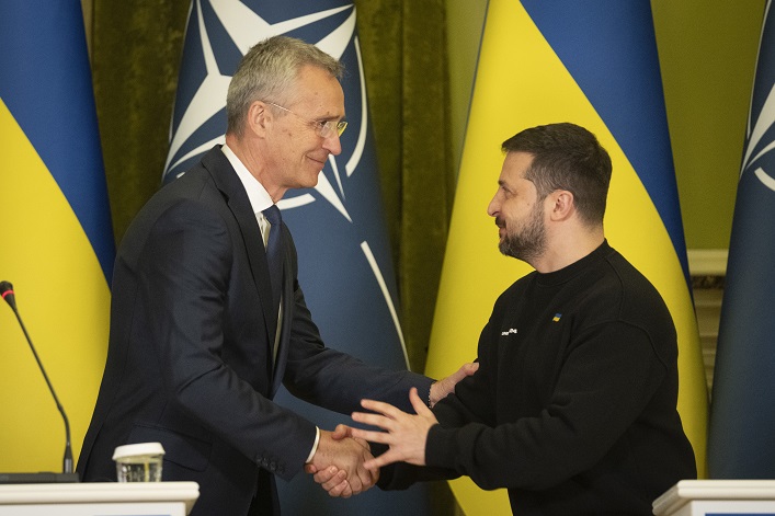 NATO supports Ukraine and is considering options to free grain supplies.