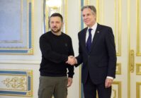 Le secrétaire d'État américain Antony Blinken est arrivé à Kyiv le 14 mai pour démontrer la solidarité américaine avec l'Ukraine,