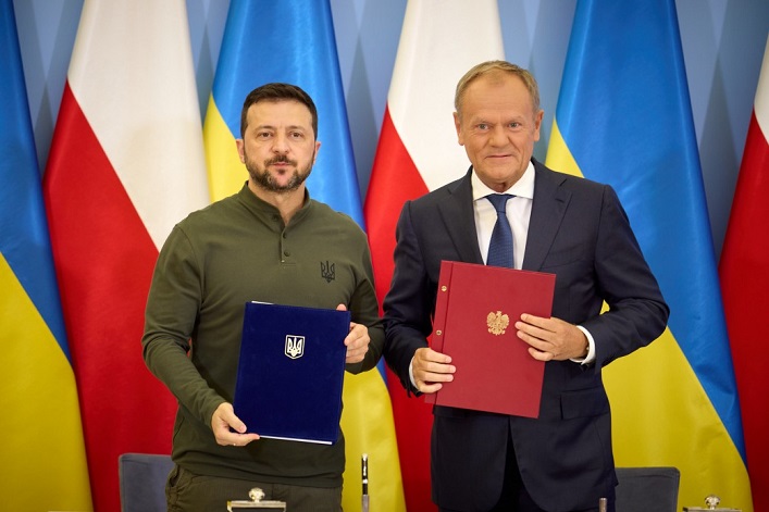 Ukraine and Poland signed a security agreement to help intercept Russian missiles and drones.