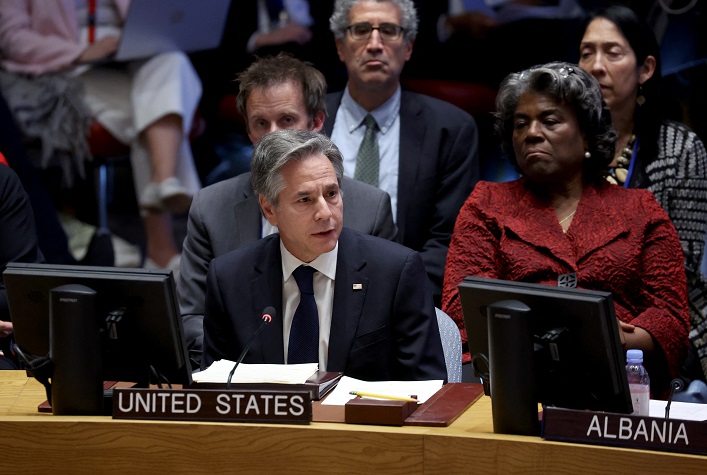 At the UN, the US Secretary of State calls for those who support and fuel Putin's aggression – Iran, North Korea and China – to stop.