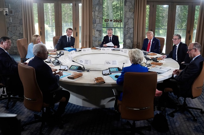 The G7 summit in Canada is underway, amidst rising tensions in the Middle East and controversies over Trump’s tariffs.